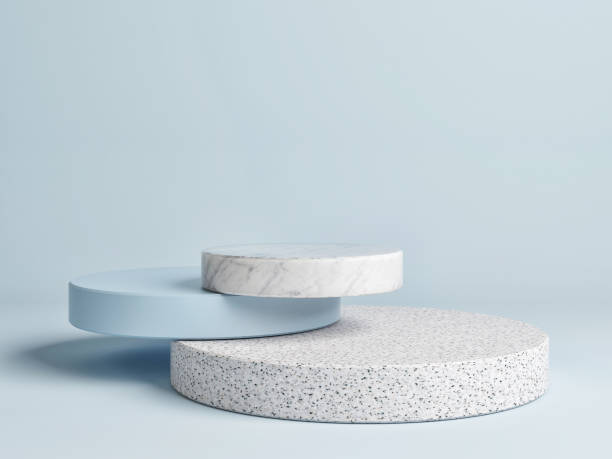 istock Mock up winner  podium,  abstract minimalism with blue background, 1141776613