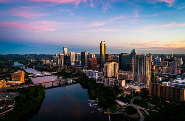 istock Morning nightscape at dawn Austin Texas Skyline cityscape 1141777346