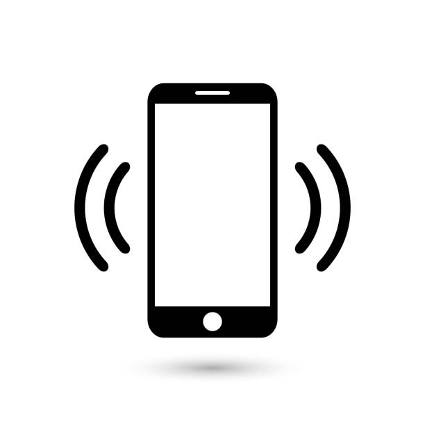 앱 및 웹 사이트에 대 한 휴대 전화 진동 또는 플랫 벡터 아이콘을 울리는 - 휴대용 통신 기기 stock illustrations