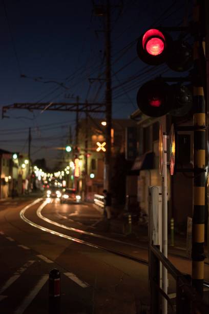 istock Japanese  railroad tracks at twilight 1141781913