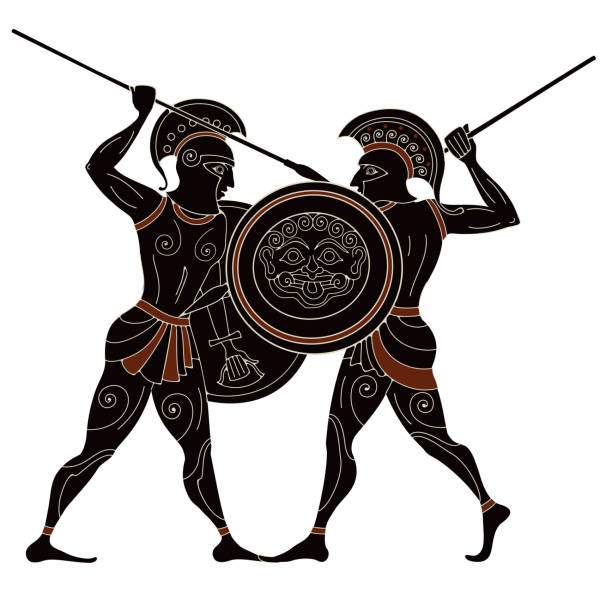 ilustrações, clipart, desenhos animados e ícones de pintura grega antiga. arte da cerâmica. - greek art