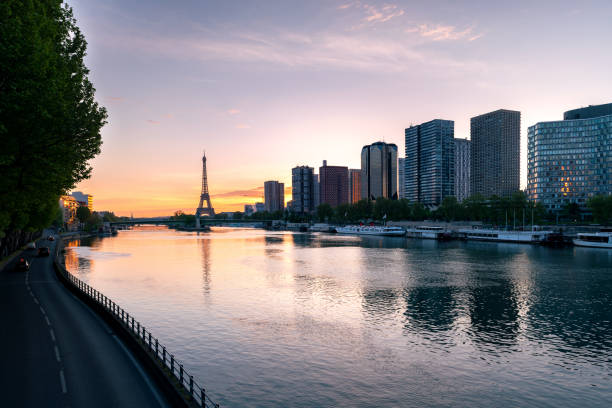 istock Paris skyline with Eiffel tower in background at Paris, France. 1141788415