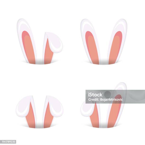 Easter Bunny Cartoon Ears Collection Icon Set Vector Illustration Stock Illustration - Download Image Now