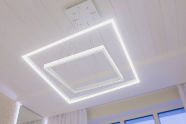 istock Modern Pendant light lamp illuminated, Elegant Chandelier illuminated. 1141790127