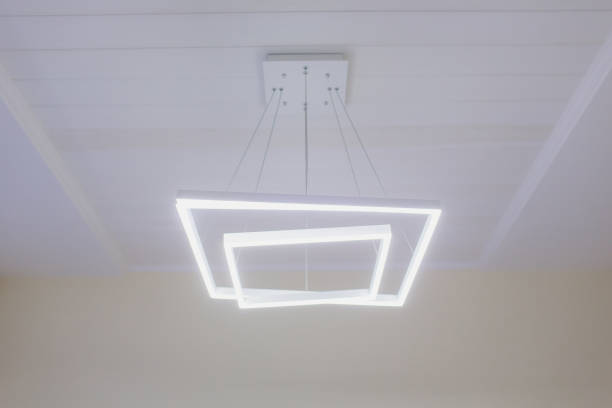 istock Modern Pendant light lamp illuminated, Elegant Chandelier illuminated. 1141790131
