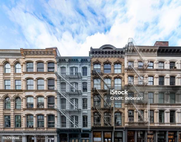Exterior View Of Old Apartment Buildings In The Soho Neighborhood Of Manhattan In New York City Stock Photo - Download Image Now