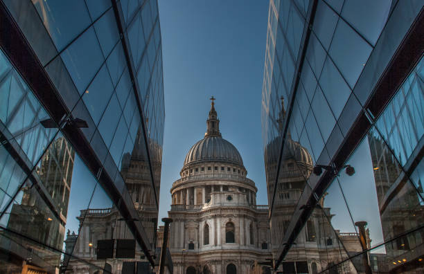 istock St Paul's Cathedral Looking through modern glass buildings 1141794070