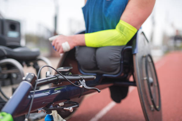 istock Adaptive athlete training on his racing wheelchair 1141795297