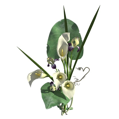 Flowers isolated on the white background 3d illustration