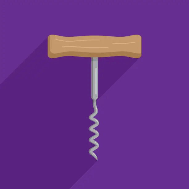 Vector illustration of Wine Cork Screw Icon Flat