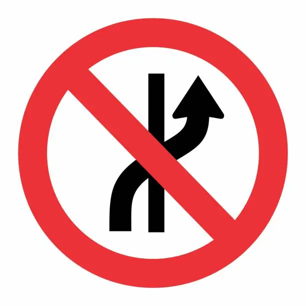 Vector illustration of Prohibit Changing Lane Sign
