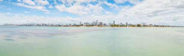 Panoramic view of Joao Pessoa Panoramic view of Praia do Bessa beach and the city of Joao Pessoa. Seafront buildings view. Caribessa, near corals. joão pessoa stock pictures, royalty-free photos & images