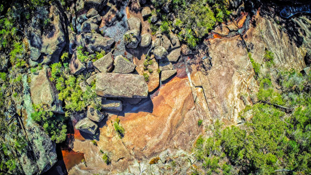 Genoa River Aerial view of Genoa river in far east Gippsland bush land stock pictures, royalty-free photos & images