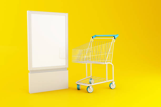 istock 3d Blank signboard and Shopping cart 1141814418