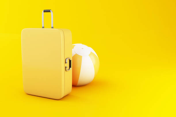 istock 3d Travel suitcase and beach ball 1141814427