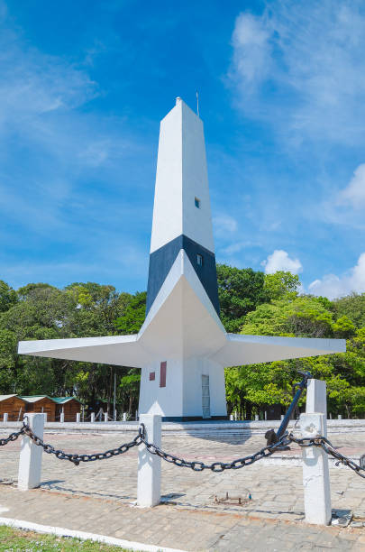 Cape Branco Lighthouse Joao Pessoa - PB, Brazil - February 25, 2019: Triangular shape lighthouse known as Farol do Cabo Branco (white cable lighthouse). Monument designed by the architect Pedro Abraao Dieb. paraiba photos stock pictures, royalty-free photos & images