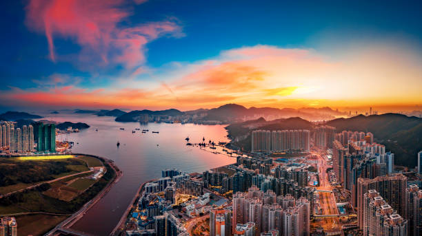 istock Hong Kong Cityscape view from sky 1141818514