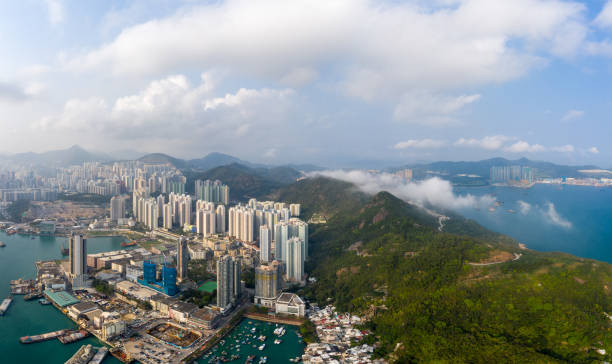 istock Hong Kong Cityscape view from sky 1141818546