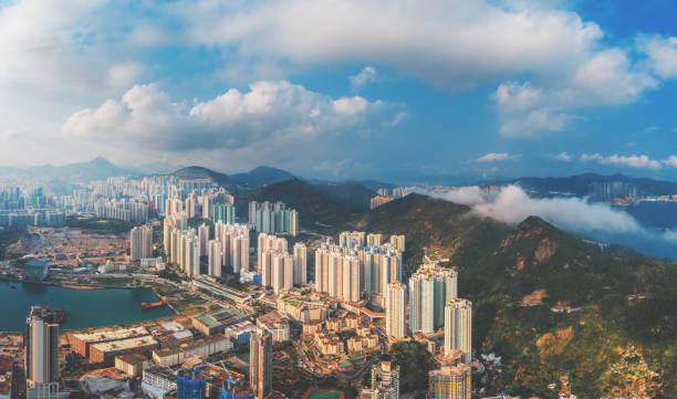 istock Hong Kong Cityscape view from sky 1141818553