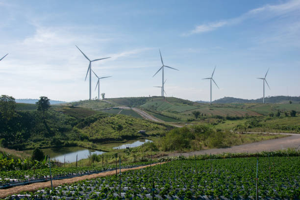 istock wind turbine is green energy with blue sky 1141822887