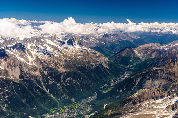 istock Valley with villages between snowy mountains Chamonix, Mont Blan 1141826576