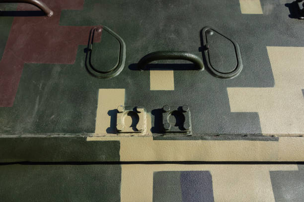 istock Camouflage surface of armored military vehicles. 1141832973