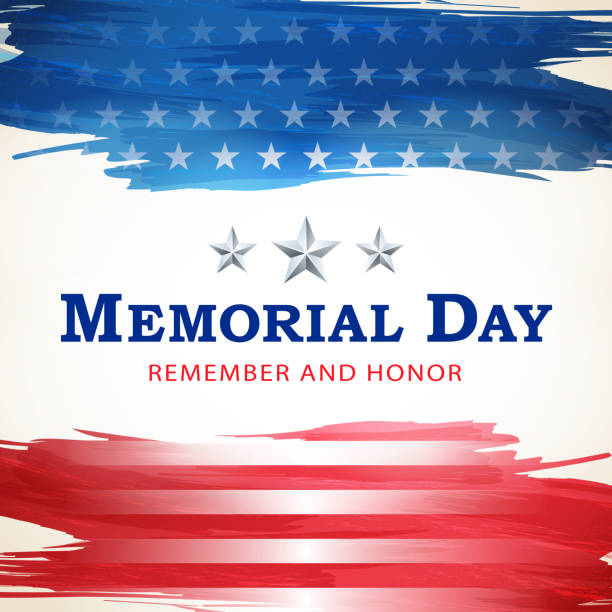 illustrazioni stock, clip art, cartoni animati e icone di tendenza di celebrazione dell'american memorial day - backgrounds us memorial day patriotism american flag