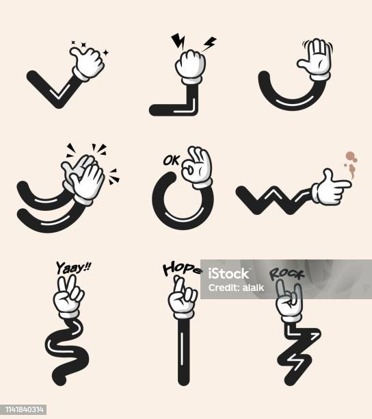 White Glove Comic Cartoon Hand Gesture Stock Illustration - Download Image Now - Hand, Cartoon, Arm