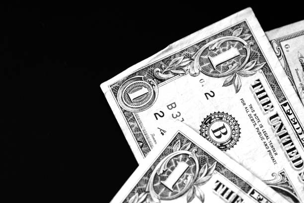 istock One and twenty dollar bills on a dark background close up in monochrome 1141840711