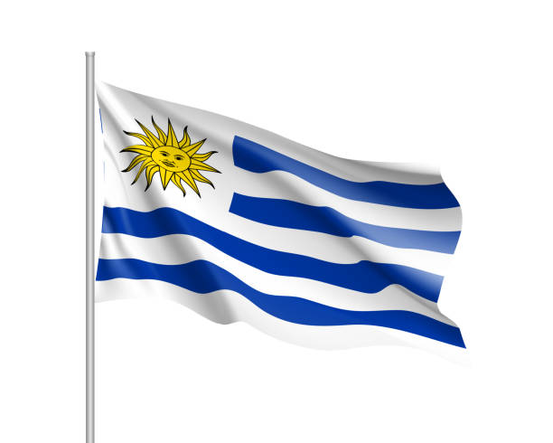 ウルグアイの旗を振って - uruguayan flag点のイラスト素材／クリップアート素材／マンガ素材／アイコン素材