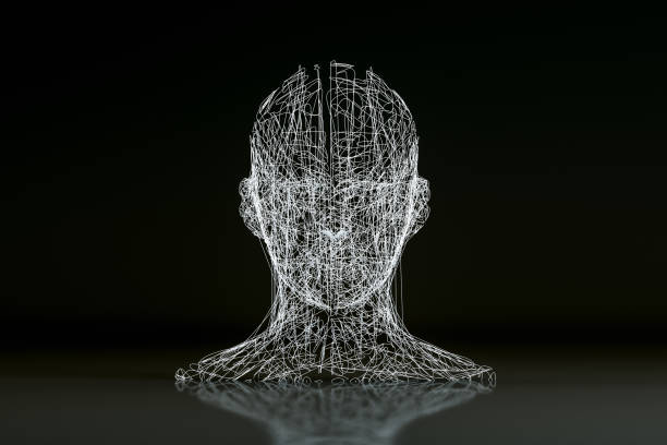 đầu cyborg hình dạng có dây 3d - mặt đầu người hình minh họa hình ảnh sẵn có, bức ảnh & hình ảnh trả phí bản quyền một lần