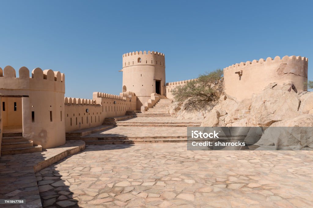 Nakhal Fort, Muscat, Oman Inner area of Nakhal fort which is located close to Muscat, Oman Oman Stock Photo