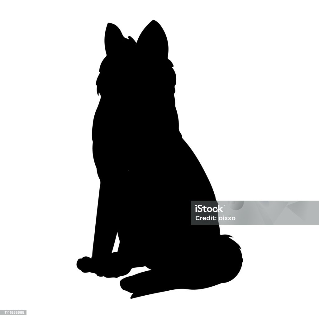 Siberian Husky or Laika Dog silhouette. Domestic animal or pet In Silhouette stock vector