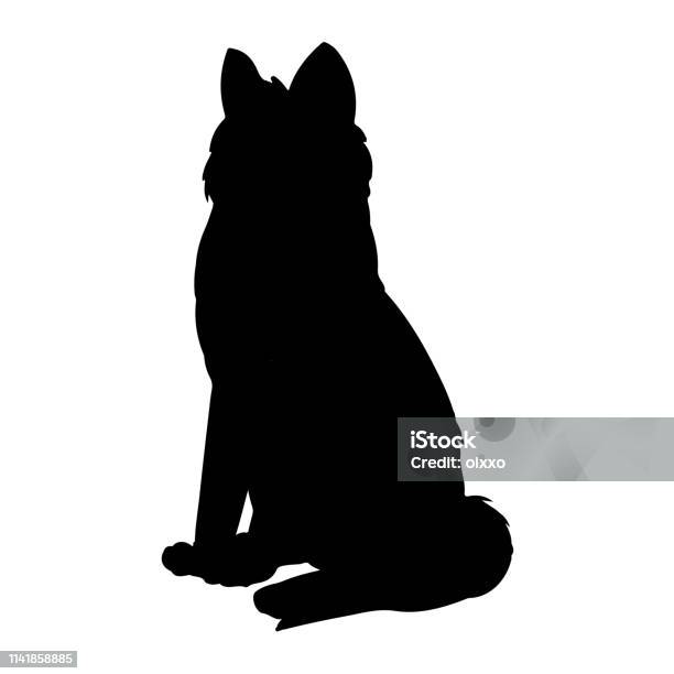 Siberian Husky Or Laika Dog Silhouette Domestic Animal Or Pet Stock Illustration - Download Image Now