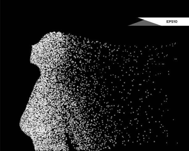 istock Abstract vector illustration of woman looking up. 1141864682