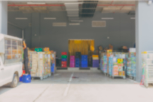 blur inventory warehouse loading area cargo space for background.