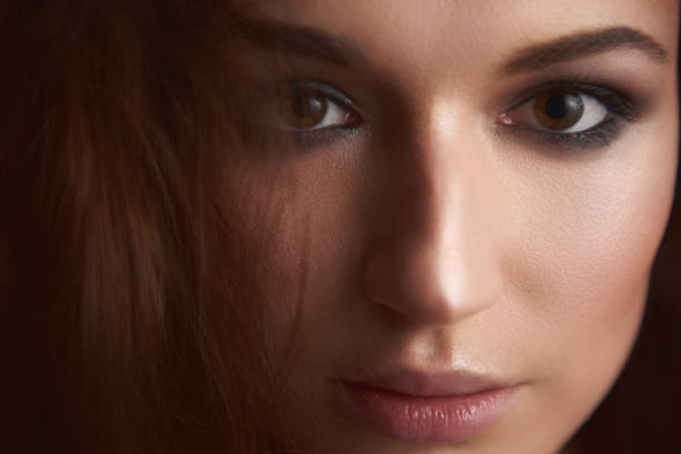 Close-up Young woman, eyes closed portrait