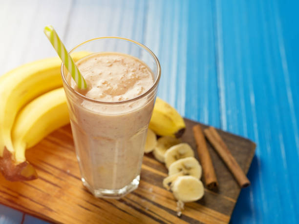 istock Banana smoothie for Breakfast with cinnamon and milk 1141877087