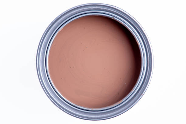 istock Can with brown paint isolated on white background 1141878698