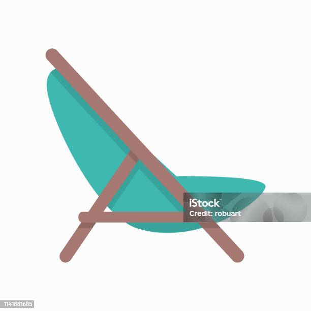 Beach Chaise Vector Illustration In Flat Design Stock Illustration - Download Image Now - Lounge Chair, Armchair, Backgrounds