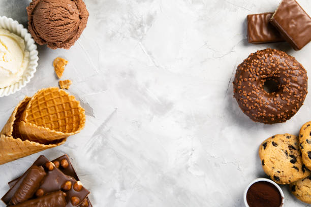 istock Selection of chocolate sweets - donut, ice cream, cookies 1141881836