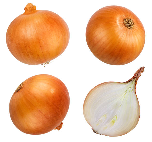 istock Onion isolated on white background with clipping path set 1141881968