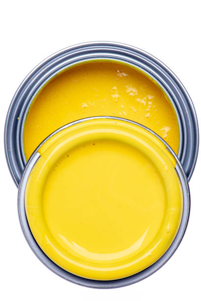 istock Can with yellow paint isolated on white background 1141882406