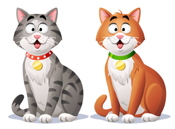 illustrations, cliparts, dessins animés et icônes de chat mignon - portrait bouche ouverte
