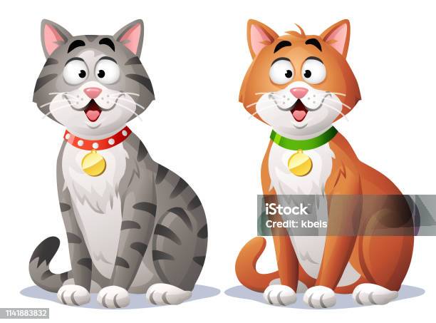 Cute Cat Stock Illustration - Download Image Now - Domestic Cat, Happiness, Animal Head