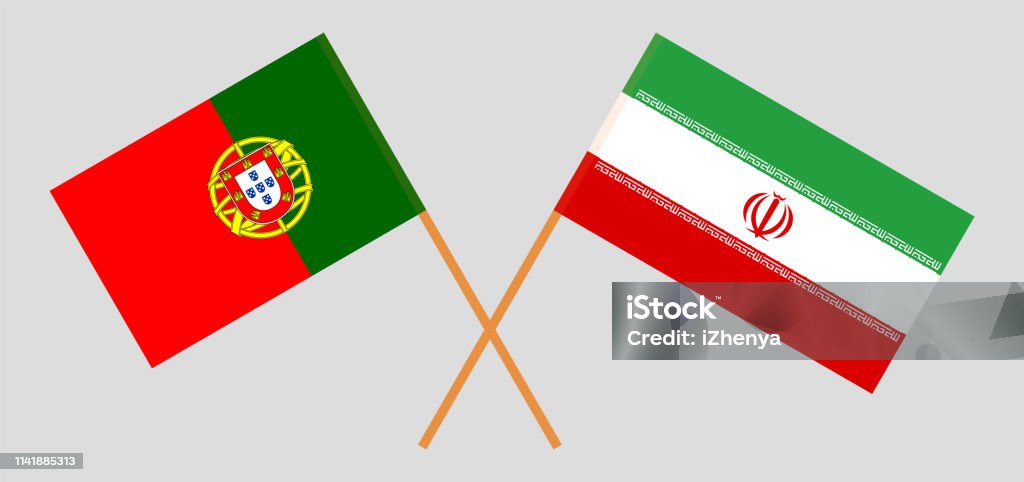 Le Portugal et l’Iran. Les drapeaux portugais et iranien. Couleurs officielles. Bonne proportion. Vecteur - clipart vectoriel de Accord - Concepts libre de droits