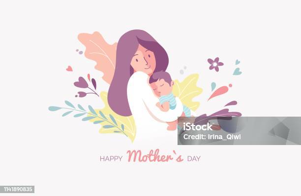 Happy Mothers Day Greeting Card Stock Illustration - Download Image Now - Mother's Day, Mother, Day