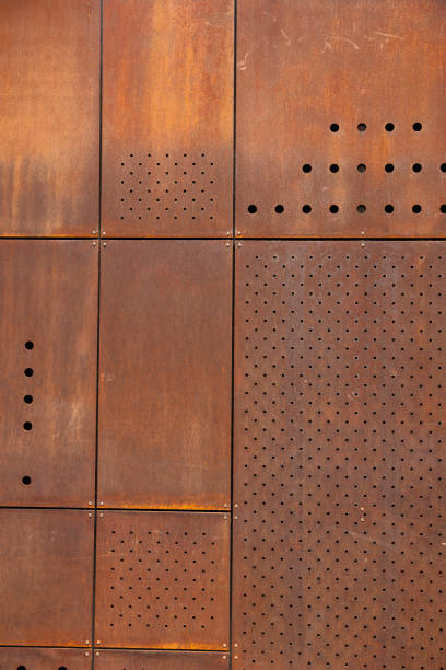 istock Rusted brown steel plate with texture 1141893779