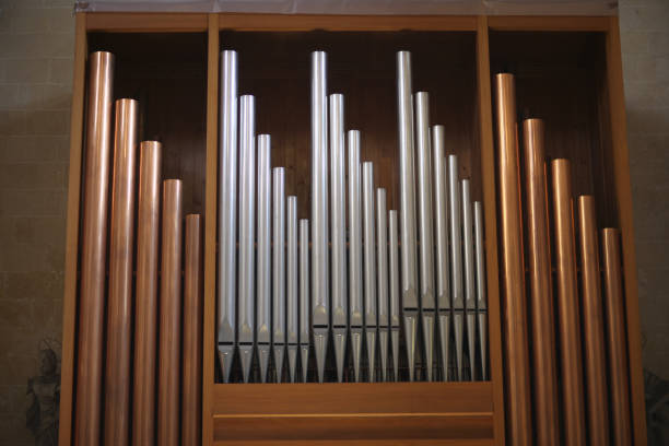 istock Copper and silver organ pipes 1141894062