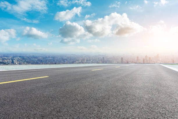 istock Shanghai city skyline and empty asphalt road scenery 1141894079
